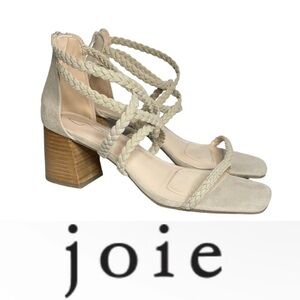 Joie Felina Womens Taupe Braided Strappy Heeled Back Zipper Sandals Size 9 NWT